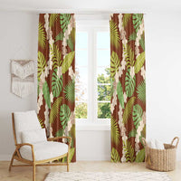 Brown Hawaii Plumeria Lei With Tropical Leaves Window Curtain LT14 - Polynesian Pride