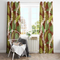 Brown Hawaii Plumeria Lei With Tropical Leaves Window Curtain LT14 - Polynesian Pride