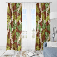 Brown Hawaii Plumeria Lei With Tropical Leaves Window Curtain LT14 - Polynesian Pride