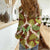 Brown Hawaii Plumeria Lei With Tropical Leaves Women Casual Shirt