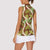 Brown Hawaii Plumeria Lei With Tropical Leaves Women Sleeveless Polo Shirt