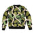 Black Hawaii Plumeria Lei With Tropical Leaves Bomber Jacket