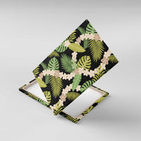 Black Hawaii Plumeria Lei With Tropical Leaves Canvas Wall Art LT14 With Frame Black - Polynesian Pride