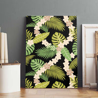 Black Hawaii Plumeria Lei With Tropical Leaves Canvas Wall Art LT14 - Polynesian Pride