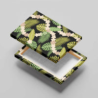 Black Hawaii Plumeria Lei With Tropical Leaves Canvas Wall Art LT14 - Polynesian Pride