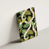 Black Hawaii Plumeria Lei With Tropical Leaves Canvas Wall Art LT14 - Polynesian Pride