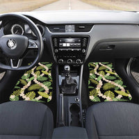 Black Hawaii Plumeria Lei With Tropical Leaves Car Mats LT14 Set 2pcs - Front Black - Polynesian Pride