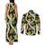 Black Hawaii Plumeria Lei With Tropical Leaves Couples Matching Tank Maxi Dress and Long Sleeve Button Shirt