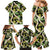 Black Hawaii Plumeria Lei With Tropical Leaves Family Matching Mermaid Dress and Hawaiian Shirt