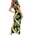 Black Hawaii Plumeria Lei With Tropical Leaves Family Matching Short Sleeve Bodycon Dress and Hawaiian Shirt