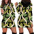 Black Hawaii Plumeria Lei With Tropical Leaves Hoodie Dress