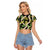 Black Hawaii Plumeria Lei With Tropical Leaves Raglan Cropped T Shirt