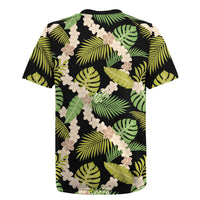 Black Hawaii Plumeria Lei With Tropical Leaves Rugby Jersey LT14 - Polynesian Pride