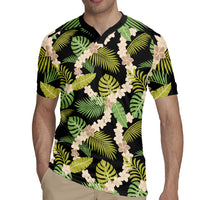 Black Hawaii Plumeria Lei With Tropical Leaves Rugby Jersey LT14 - Polynesian Pride