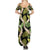 Black Hawaii Plumeria Lei With Tropical Leaves Summer Maxi Dress