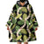 Black Hawaii Plumeria Lei With Tropical Leaves Wearable Blanket Hoodie