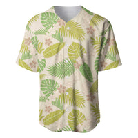 Beige Hawaii Plumeria Lei With Tropical Leaves Baseball Jersey LT14 Beige - Polynesian Pride