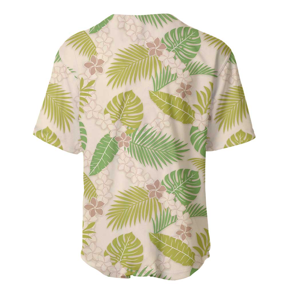 Beige Hawaii Plumeria Lei With Tropical Leaves Baseball Jersey LT14 - Polynesian Pride