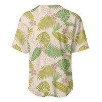 Beige Hawaii Plumeria Lei With Tropical Leaves Baseball Jersey LT14 - Polynesian Pride