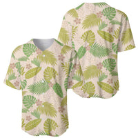 Beige Hawaii Plumeria Lei With Tropical Leaves Baseball Jersey LT14 - Polynesian Pride