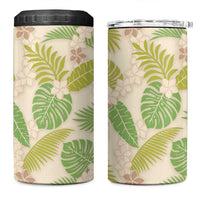 Beige Hawaii Plumeria Lei With Tropical Leaves 4 in 1 Can Cooler Tumbler LT14 One Size: 16 oz Beige - Polynesian Pride