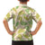 Beige Hawaii Plumeria Lei With Tropical Leaves Family Matching Long Sleeve Bodycon Dress and Hawaiian Shirt