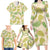 Beige Hawaii Plumeria Lei With Tropical Leaves Family Matching Long Sleeve Bodycon Dress and Hawaiian Shirt