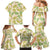 Beige Hawaii Plumeria Lei With Tropical Leaves Family Matching Mermaid Dress and Hawaiian Shirt