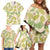 Beige Hawaii Plumeria Lei With Tropical Leaves Family Matching Off Shoulder Short Dress and Hawaiian Shirt