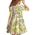 Beige Hawaii Plumeria Lei With Tropical Leaves Kid Short Sleeve Dress