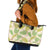 Beige Hawaii Plumeria Lei With Tropical Leaves Leather Tote Bag