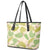 Beige Hawaii Plumeria Lei With Tropical Leaves Leather Tote Bag