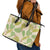 Beige Hawaii Plumeria Lei With Tropical Leaves Leather Tote Bag