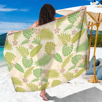 Beige Hawaii Plumeria Lei With Tropical Leaves Sarong LT14 One Size 44 x 66 inches Beige - Polynesian Pride