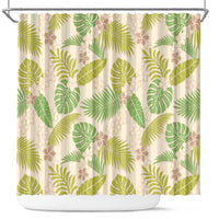 Beige Hawaii Plumeria Lei With Tropical Leaves Shower Curtain LT14 Beige - Polynesian Pride