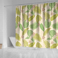 Beige Hawaii Plumeria Lei With Tropical Leaves Shower Curtain LT14 - Polynesian Pride