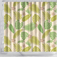 Beige Hawaii Plumeria Lei With Tropical Leaves Shower Curtain LT14 - Polynesian Pride