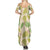 Beige Hawaii Plumeria Lei With Tropical Leaves Summer Maxi Dress