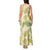 Beige Hawaii Plumeria Lei With Tropical Leaves Tank Maxi Dress