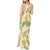 Beige Hawaii Plumeria Lei With Tropical Leaves Tank Maxi Dress