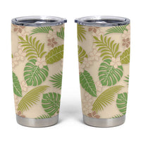 Beige Hawaii Plumeria Lei With Tropical Leaves Tumbler Cup LT14 Beige - Polynesian Pride