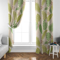 Beige Hawaii Plumeria Lei With Tropical Leaves Window Curtain LT14 - Polynesian Pride