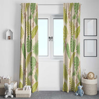 Beige Hawaii Plumeria Lei With Tropical Leaves Window Curtain LT14 - Polynesian Pride