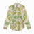 Beige Hawaii Plumeria Lei With Tropical Leaves Women Casual Shirt