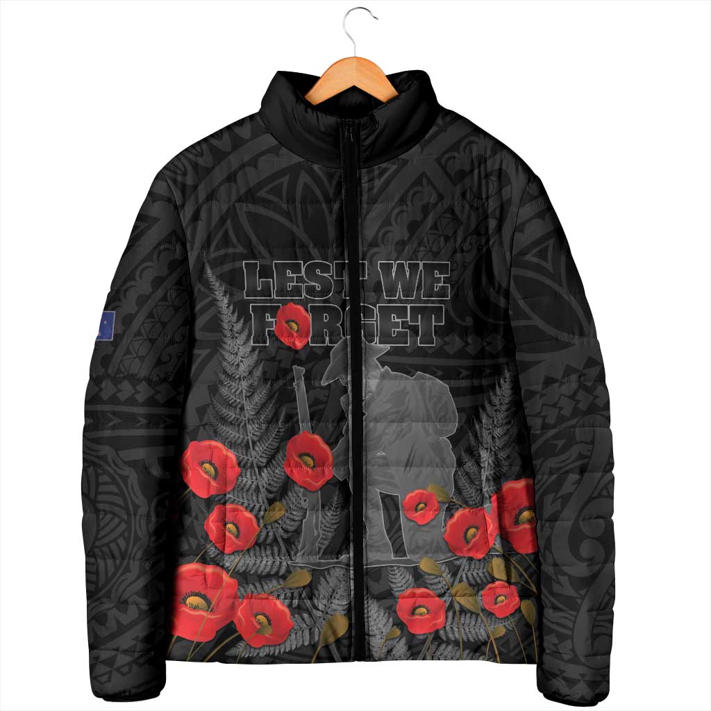 Personalised New Zealand ANZAC Day Padded Jacket Lest We Forget Soldier Memorial LT15 - Polynesian Pride