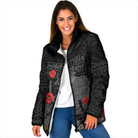 Personalised New Zealand ANZAC Day Padded Jacket Lest We Forget Soldier Memorial LT15 Women Black - Polynesian Pride