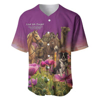 ANZAC Day Baseball Jersey Lest We Forget The Animals Of War LT15 Purple - Polynesian Pride