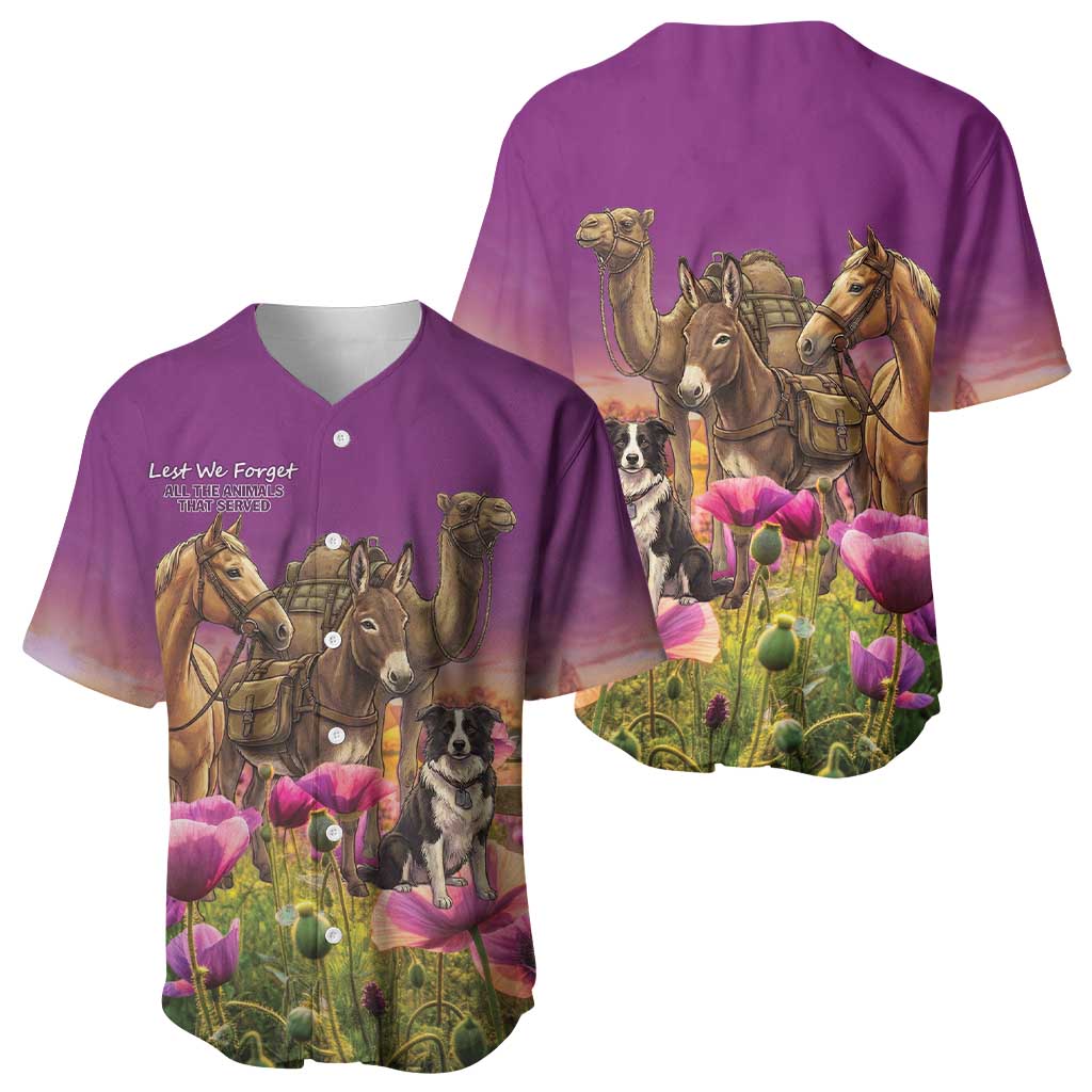 ANZAC Day Baseball Jersey Lest We Forget The Animals Of War LT15 - Polynesian Pride