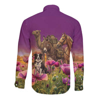 ANZAC Day Long Sleeve Button Shirt Lest We Forget The Animals Of War LT15 - Polynesian Pride