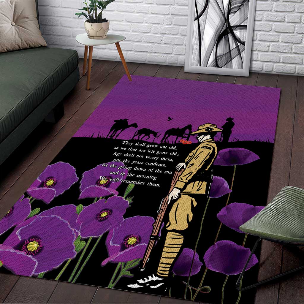ANZAC Soldier and War Animals Area Rug We Will Remember Them LT15 Purple - Polynesian Pride